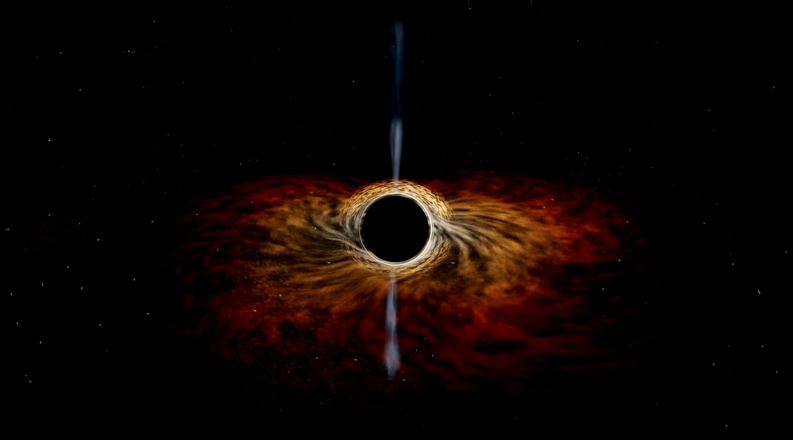 Eventide’s copper accretion disk and polar jets in the native Forgefield application.