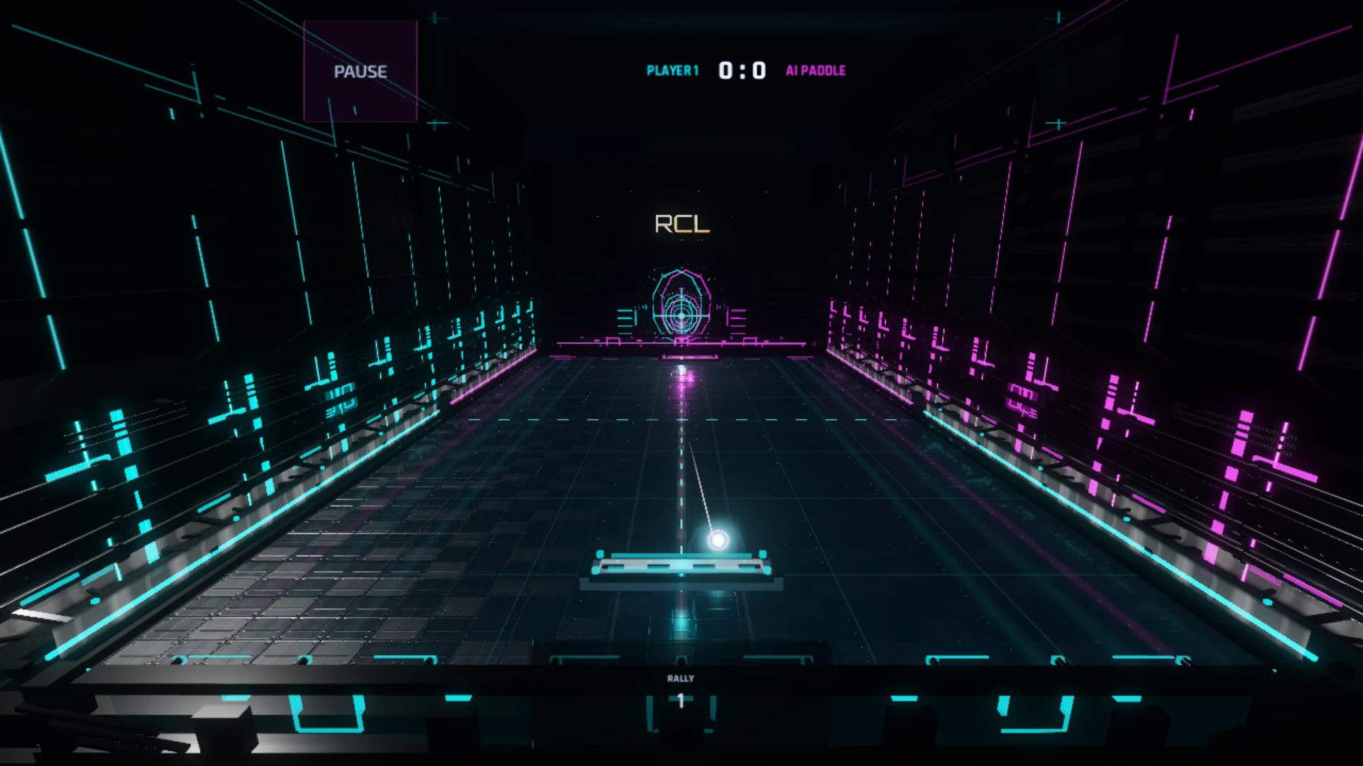 Phase Court gameplay showing the court, paddles, and ball in motion.
