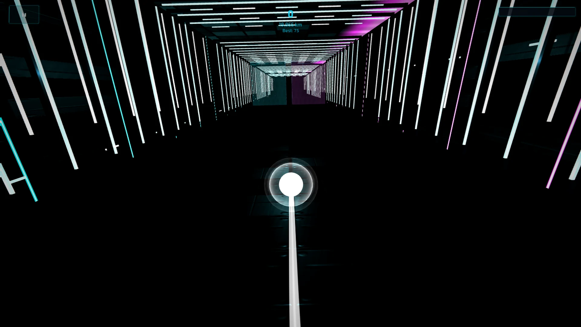 Phase Shift gameplay with a photon moving through a cyan and magenta tunnel.