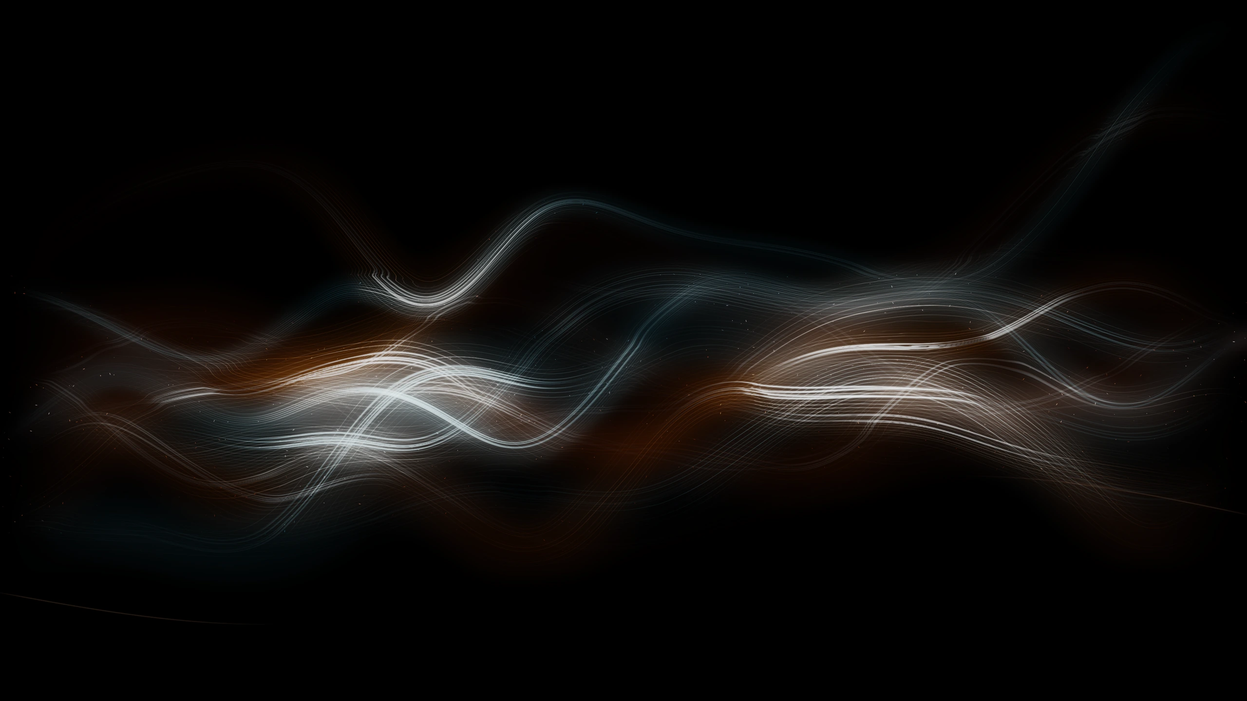 Static Drift Luminous Energy Current: fine pale and copper filaments flowing across a dark field.